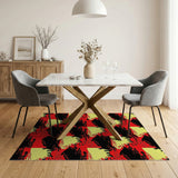 Bold Red Black Yellow Abstract Geometric Area Rug