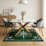 Elegant Green Snowflake Geometric Area Rug