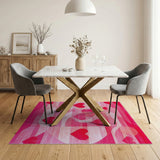 Pink Hearts Geometric Modern Area Rug