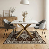 Ornate Brown Cream Persian Area Rug