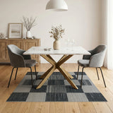Black White Woven Geometric Area Rug