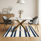 Navy Striped Compass Area Rug