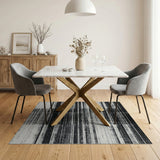 Black and White Distressed Black White Grid Area Rug