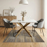 Brown Tan Distressed Geometric Area Rug