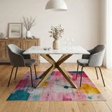 Multi-color and Patterns Vibrant Pink Geometric Abstract Area Rug