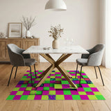 Neon 3D Cube Checkerboard Area Rug