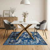 Navy Chinoiserie Blossom Tree Porcelain Vase Rug