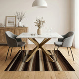 Wavy Brown Tan Striped Area Rug