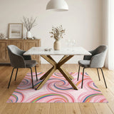 Rainbow Swirl Pink Washable Area Rug