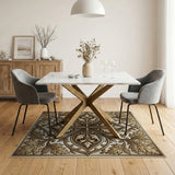 Baroque Gold Foliage Ornate Area Rug