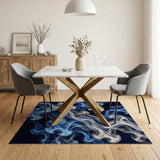 Blue and Teal Ethereal Blue Swirl Abstract Area Rug