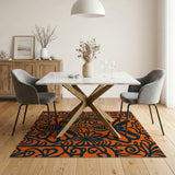 Vibrant Orange Bee Floral Silhouette Rug