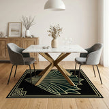 Art Deco Green Fan Geometric Area Rug