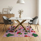 Pink Gnome Christmas Cartoon Area Rug