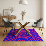 Vibrant Pink Blue Hypnotic Spiral Geometric Rug