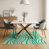 Wavy Green Wavy Green Abstract Area Rug