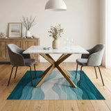 Blue and Teal Abstract Teal Wave Area Rug