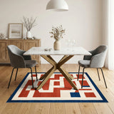 Red Geometric Modern Area Rug