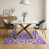 Boho Chic Purple Mandala Floral Area Rug