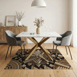 Gold Mayan Pyramid Geometric Area Rug