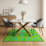 Vibrant Green Yellow Teal Plaid Area Rug