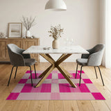 Vibrant Pink Grid Area Rug