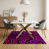 Vibrant Pink Blue Wavy Abstract Area Rug