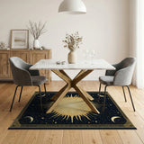 Celestial Golden Sun Mandala Area Rug