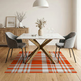Bold Orange Tan Plaid Rustic Farmhouse Rug