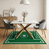Green Geometric Modern Soccer Field Green Area Rug