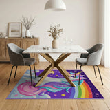 Magical Unicorn Rainbow Kids Kids Cartoon Area Rug