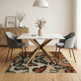 Orange Orange Butterfly Pattern Area Rug