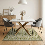 Green Floral Lattice Persian Rug