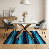 Blue Teal Horizontal Stripe Geometric Rug
