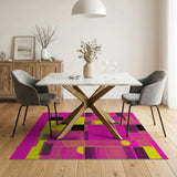 Geometric Modern Vibrant Pink Yellow Geometric Patchwork Rug