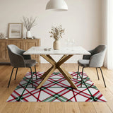 Red Green Plaid Checkered Area Rug