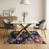 Romantic Nautical Portholes Hearts Area Rug