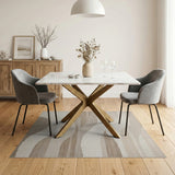 Washable Modern Abstract Wave Beige Low Pile Area Rug