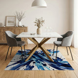 Dynamic Blue Watercolor Splash Abstract Area Rug