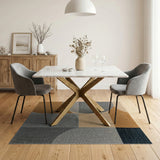 Geometric Abstract Circles Area Rug in Grey Orange
