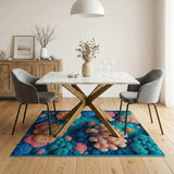 3D Vibrant Coral Reef Ocean Washable Area Rug - Turquoise & Peach Low Pile Carpet