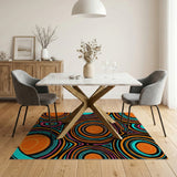 Vibrant Multi-Color Tribal Circle Area Rug