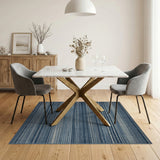 Navy Blue Horizontal Striped Area Rug