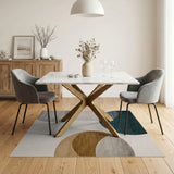 Modern Teal Grey Orange Overlapping Circles Area Rug