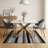 Geometric Modern Black and White Bold Black White Striped Geometric Rug
