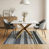 Geometric Modern Bold Striped Bold Black White Striped Woven Area Rug