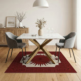 Ornate Red Starburst Persian Rug