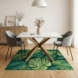 Floral Vintage Lush Monstera Leaves Green Area Rug