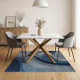 Blue Abstract Wave Geometric Area Rug