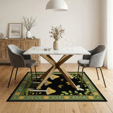Whimsical Yellow Mushrooms Butterflies Area Rug